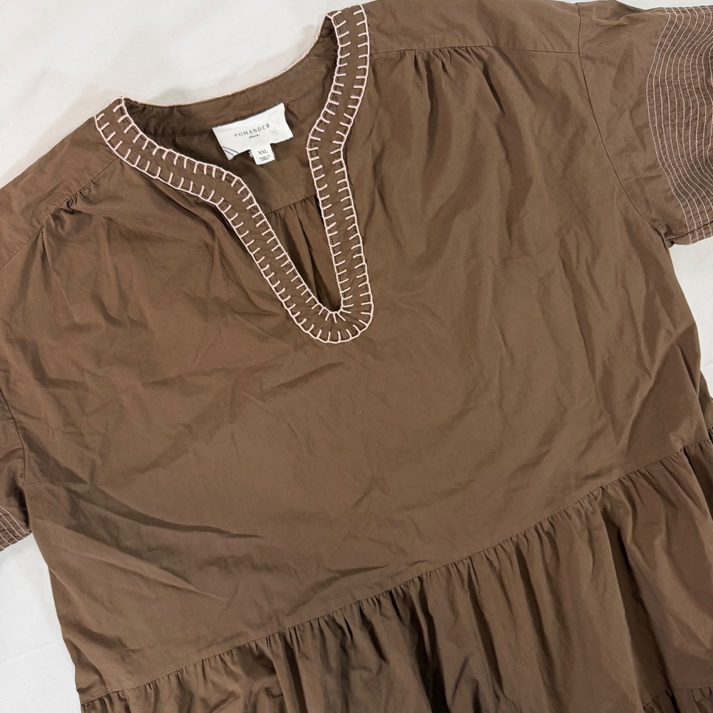 Tuckernuck Pomander Place Brown Cotton Kinsley Dress XXL 2XL Boho Pockets